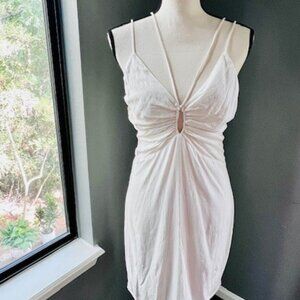 NWT H&M Cream V neck Keyhole Dress Size Medium